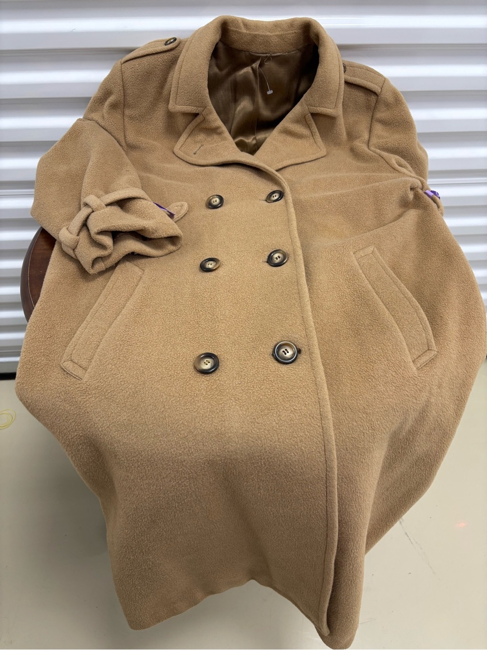 Classic Double-Breasted Women's Camel Coat